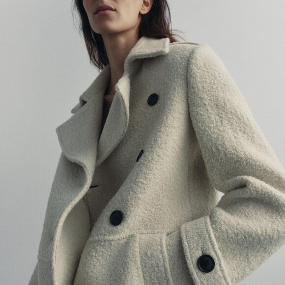 ZARA ZW COLLECTION Ivory Manteco Wool Blend Boucle Jacket Short Coat 9867/765 XS - Picture 3 of 12